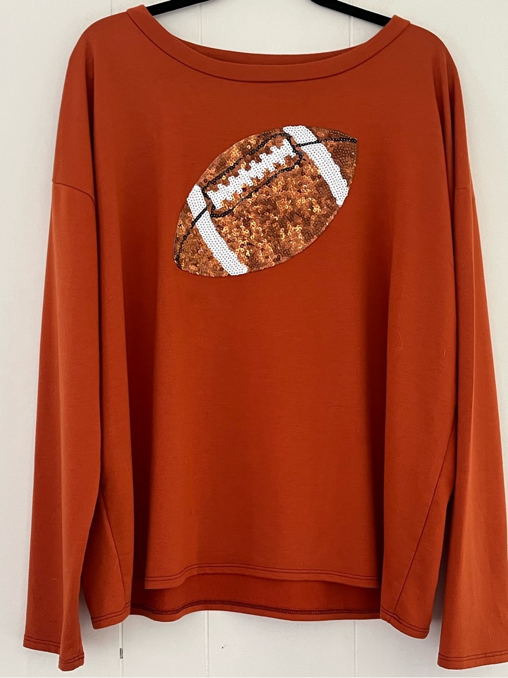 Haptics by Holly Harper Sequin Football Orange Long sleeve Sz 2X Tennessee VOLS